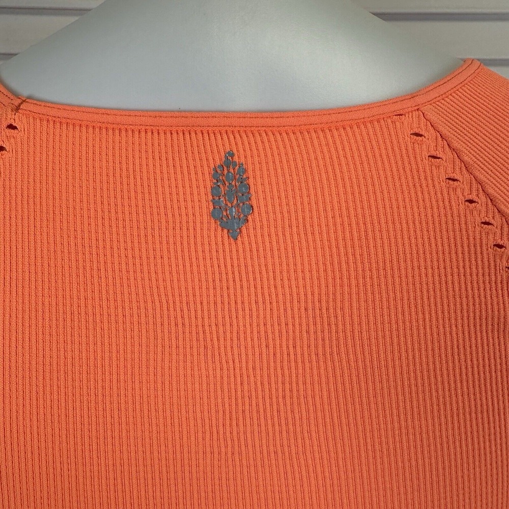 Free‎ People Movement Cut It Out Long Sleeve Crop Top Neon Orange Size XS/S - Picture 6 of 9